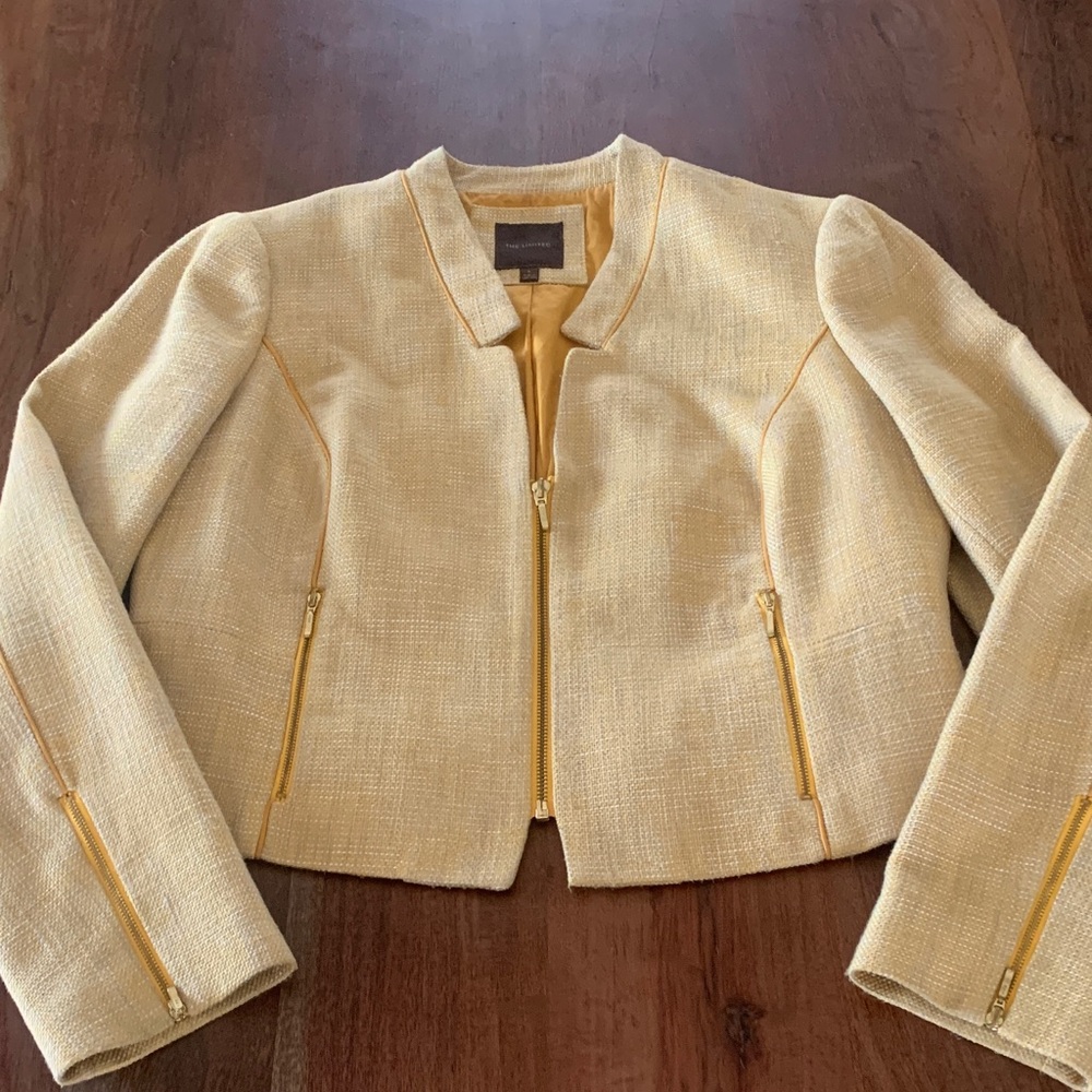 Yellow/Gray Tweed Blazer, Sz L